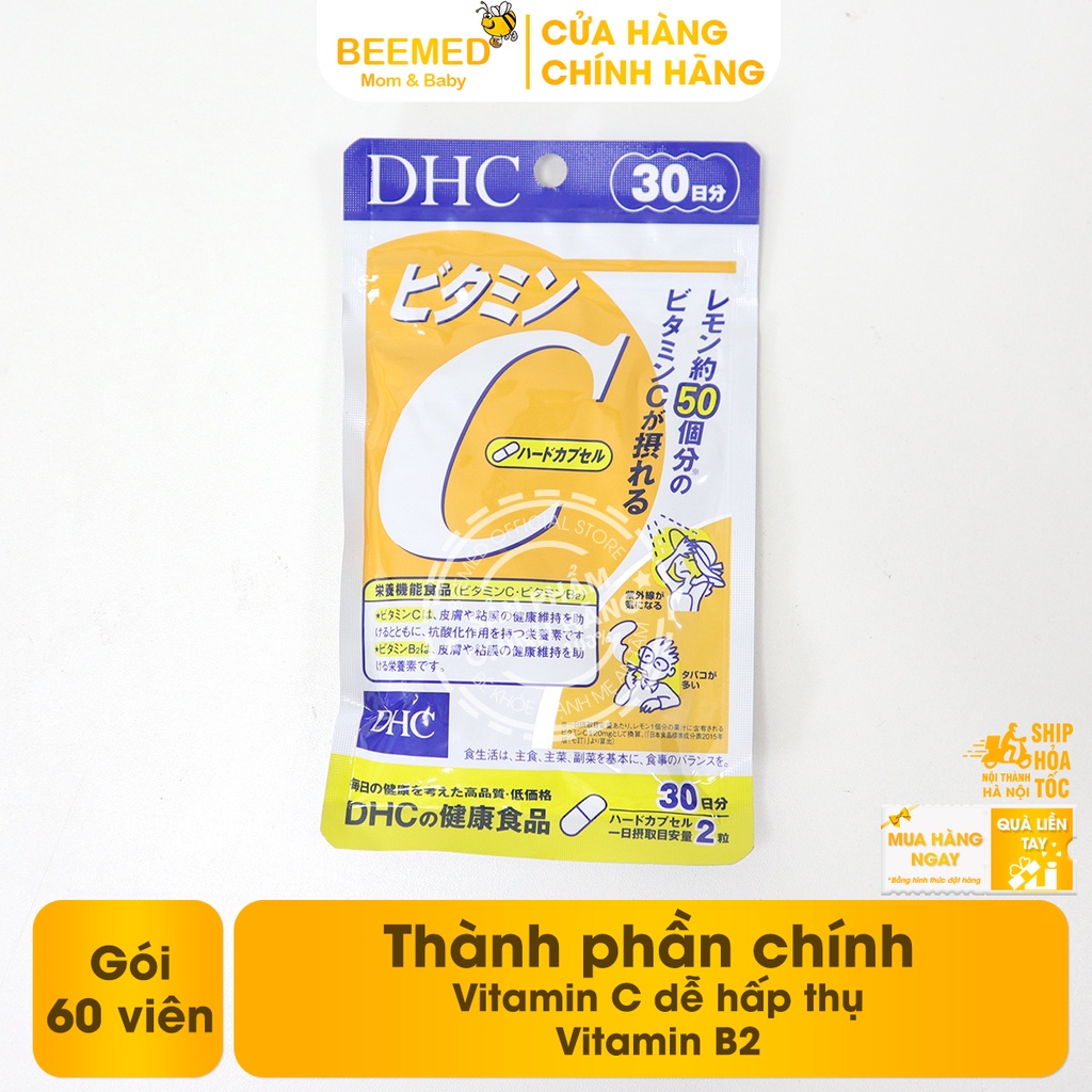 Viên Uống Bổ Sung Vitamin C DHC Vitamin C Hard Capsule Tăng Sức Đề Kháng, Sáng Mịn Da, Giảm Thâm Mụn - Chinh hãng DHC