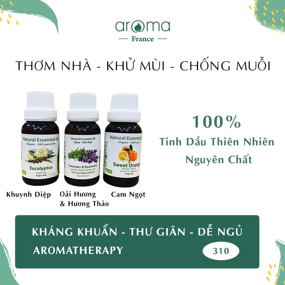 Tinh Dầu Xông AROMA Khuynh Diệp , Oải Hương &amp; Hương Thảo , Cam Ngọt 10ml