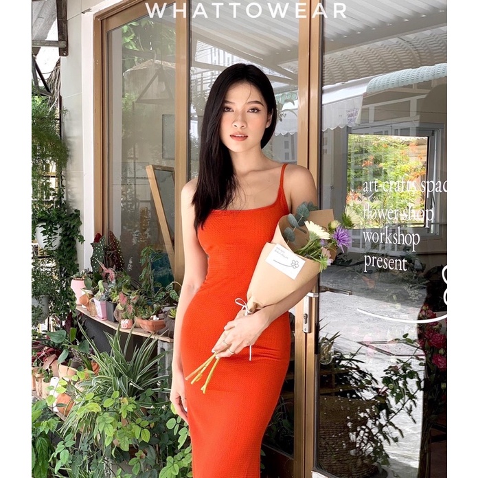 Đầm maxi thun nhún 2 dây có tăng đơ
