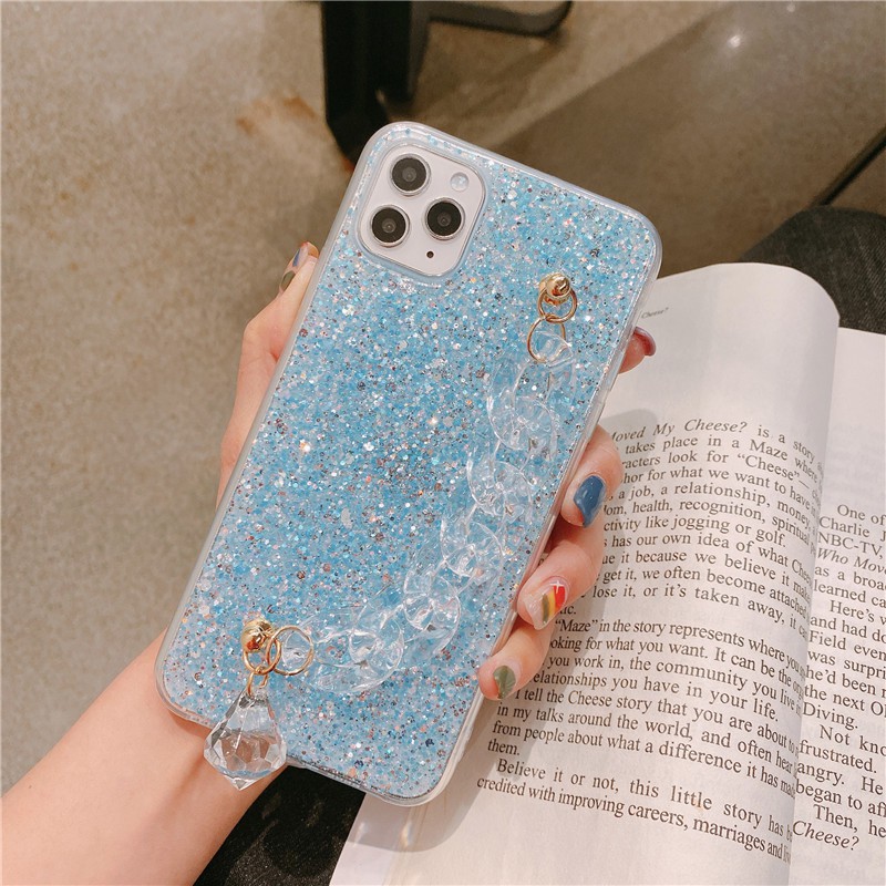Vòng Tay Pha Lê Dây Xích Bling Lấp Lánh Ốp điện thoại Cho iPhone 14 13 12 11 Pro Max X XR XS 7 8 Plus Ốp điện thoại Nữ Cô Gái Có Dây Đeo