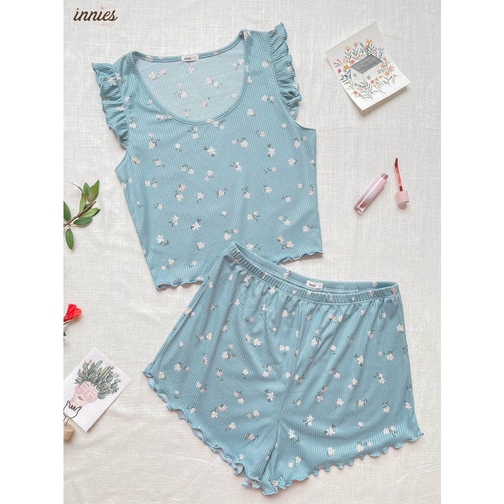 Bộ mặc nhà thun gân lạnh cotton, tay cánh tiên dễ thương cho nữ - Innies