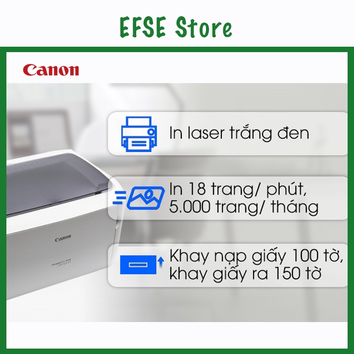 Máy in laser trắng đen Canon LBP6030W - Máy in kết nối không dây Wifi dễ dàng - Chế độ chờ, tắt máy tự động