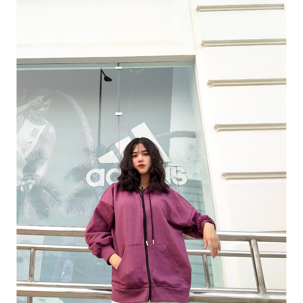 Áo Khoác Hoodie Viền Tay Bồng PEONYB Nữ [FREESHIP]  Jacket form rộng có mũ màu ĐEN | HỒNG | XANH TÍM THAN Ulzzang