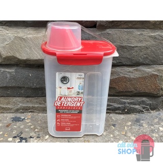 Hộp nhựa đựng bột giặt nước giặt, ngũ cốc Lock&Lock dung tích 2.4L kèm theo cốc đo lường HPL520 HPL520R Nắp đỏ/trắng