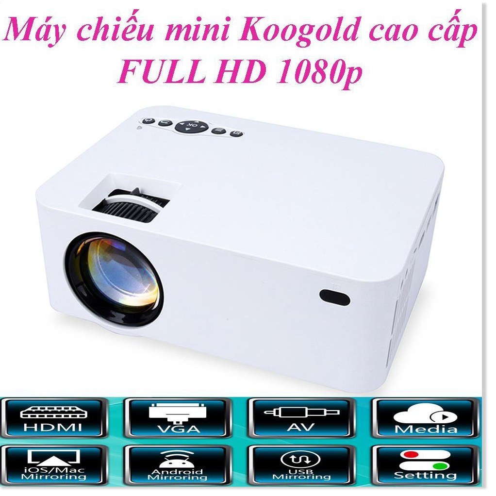 ❏❁✳Máy Chiếu Mini 4K KOOGOLD ✔chính hãng✔️ Full HD, Kết Nối Wifi, Điện Thoại, Độ Phân Dải Cao, Sắc Nét. Bảo hành 12T