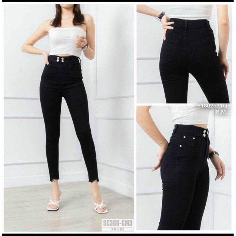 Quần jeans đen 2 nút