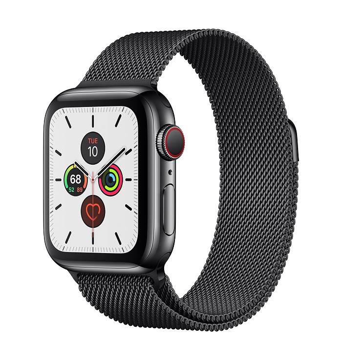 Đồng Hồ Thông Minh Apple Watch Series 5 40mm Space Black Stainless Steel Case with Space Black Milanes