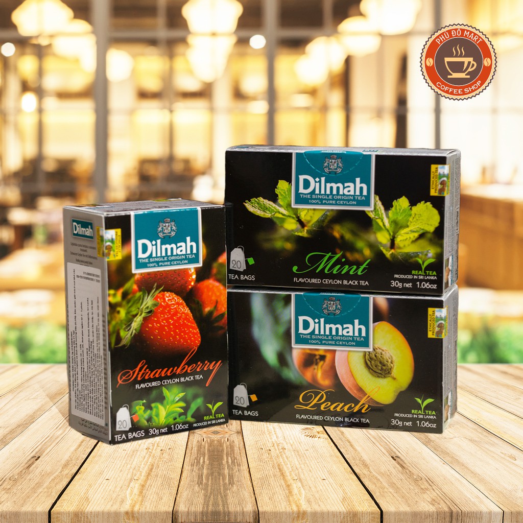 (COMBO 12 Hộp ) Trà Dilmah hương Dâu , Đào ,Bạc hà- hộp 20 túi lọc