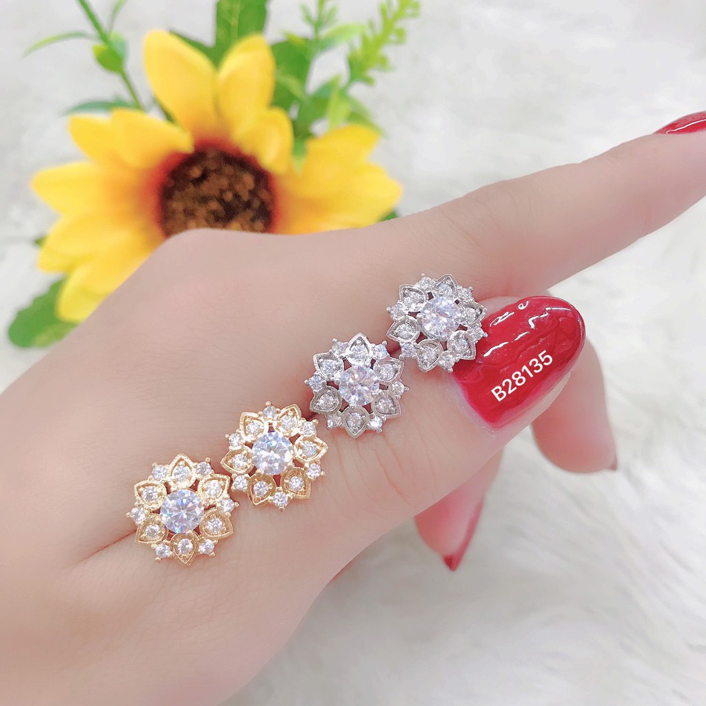Bông tai nữ đính đá trắng UHA , chuôi cài chắc chắn, kiểu dáng hiện đại, thu hút, sang trọng