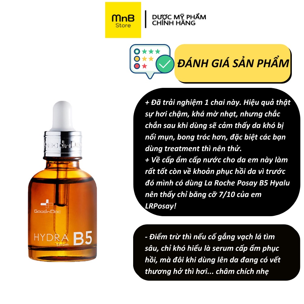 Serum B5 Goodndoc Hydra tinh chất phục hồi dưỡng ẩm và làm dịu cho da dầu mụn nhạy cảm 30ml