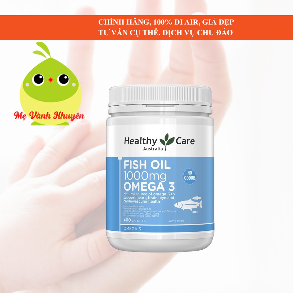 Dầu cá cho người từ 6 tuổi trở lên Healthy Care Fish Oil Omega-3 1000mg, Úc (400v) | BigBuy360 - bigbuy360.vn