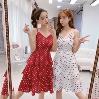 Đầm Xoè Chấm Bi Tầng
