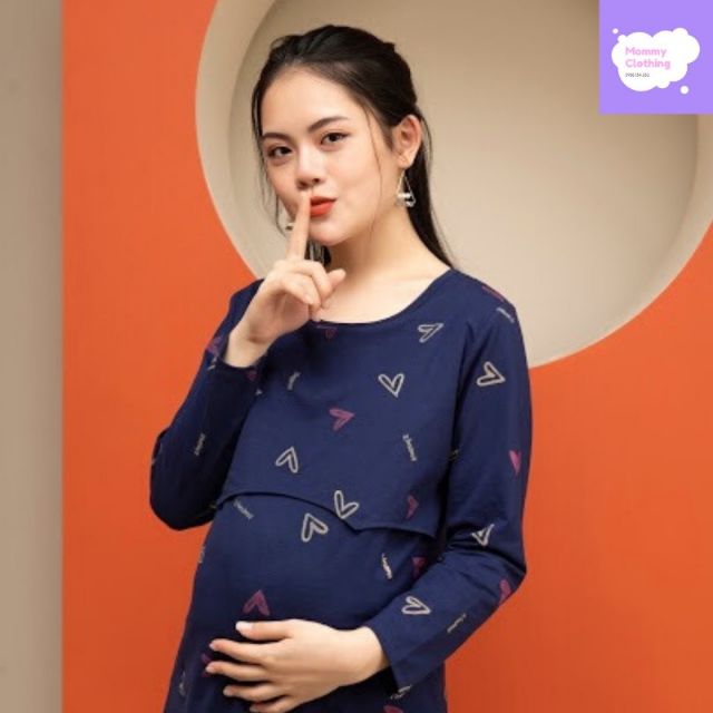 Bộ Pink bầu và sau sinh có nắp mở cho con bú, siêu đẹp hàng chuẩn loại 1 :A012