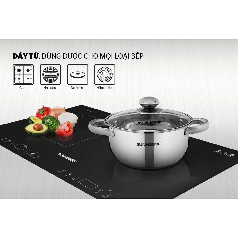Nồi inox 3 đáy Sunhouse SH22120 3 đáy từ hàng chính hãng cao cấp bảo hành 12 tháng toàn quốc