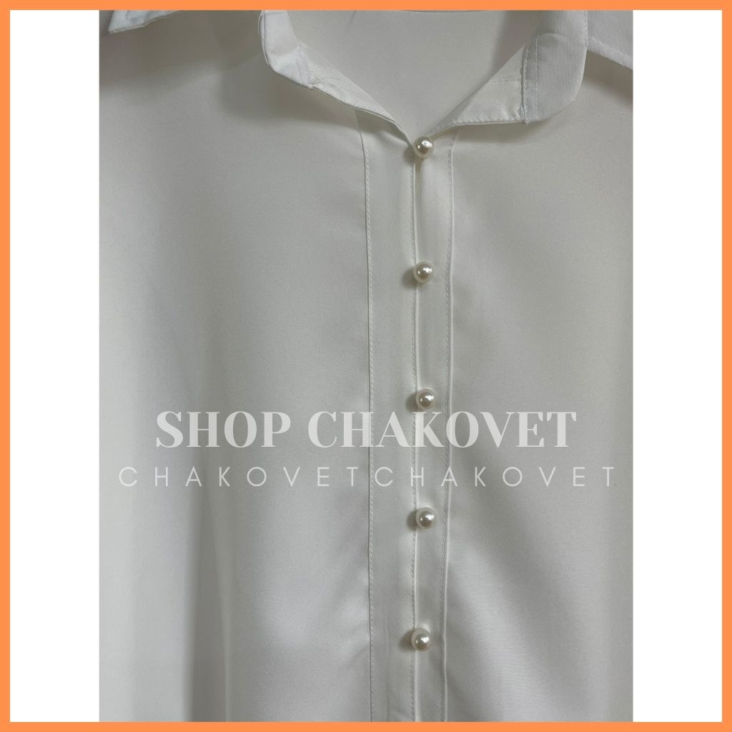 Áo sơ mi nữ dài tay công sở CKA862, áo kiểu nữ màu trắng cúc ngọc tay bo chun style hàn quốc freesize &lt;53kg cực xinh