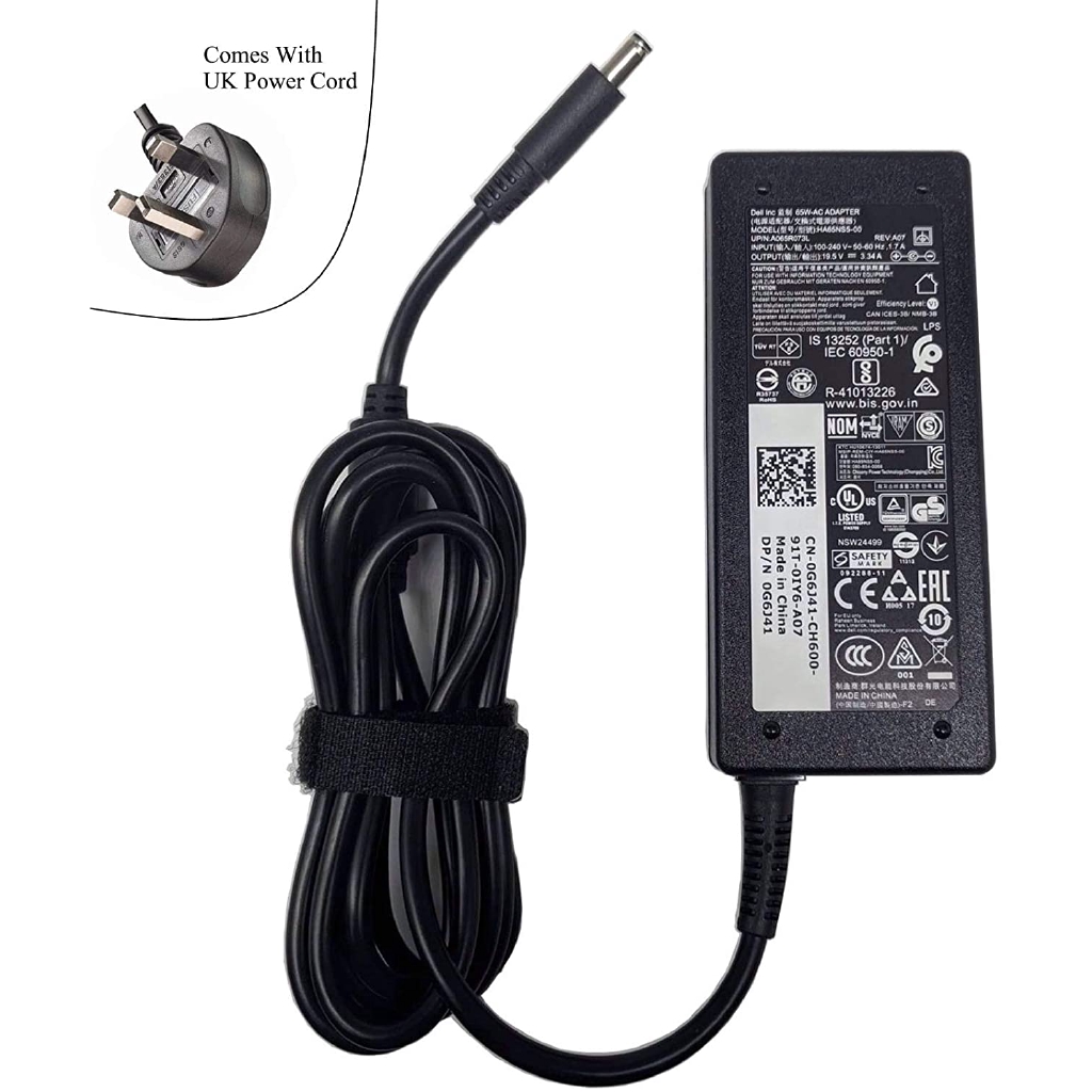 Dell 19.5V 3.34A 65W Slim Black Power Adapter với Bộ sạc kích thước Pin 4,5mm x 3.0mm Tương thích vớ