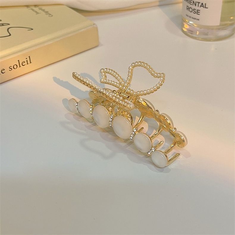 Kẹp Tóc Càng Cua Lưng Vừa Đính Đá Opal Đơn Giản Dành Cho Nữ