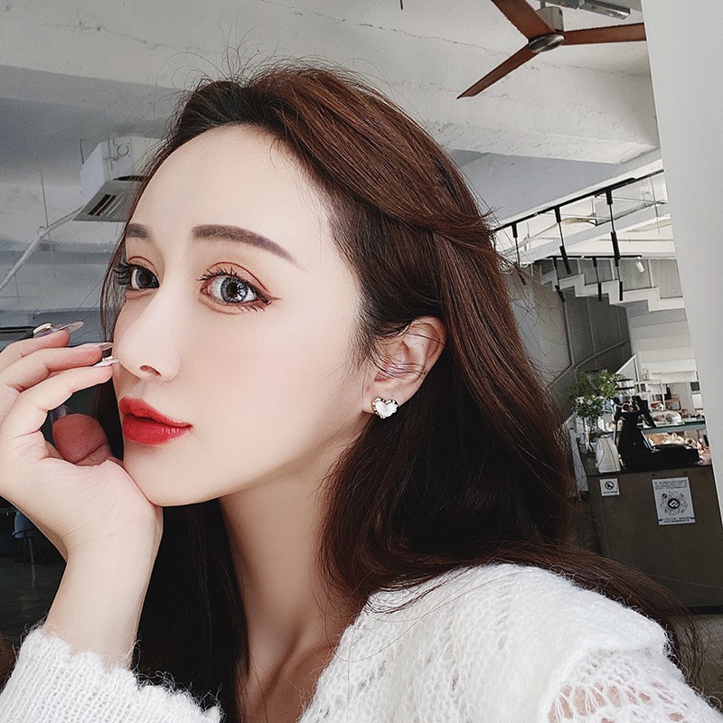 Khuyên tai kẹp không bấm lỗ chốt cố định K172 bằng hợp kim hình trái tim dáng ngắn Leous Accessories