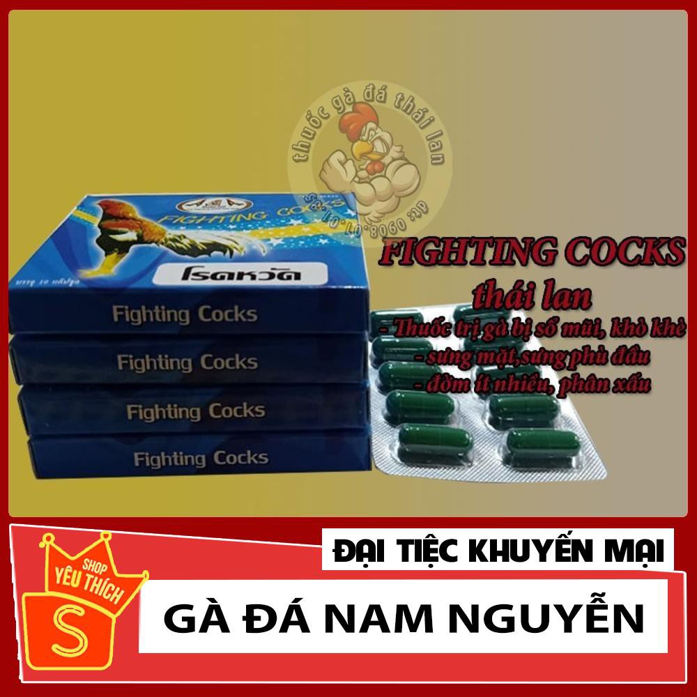 fighting cocks - khò khè - xổ mũi - 1 hộp - 10 viên [ THUỐC GÀ ĐÁ NAM NGUYỄN ]
