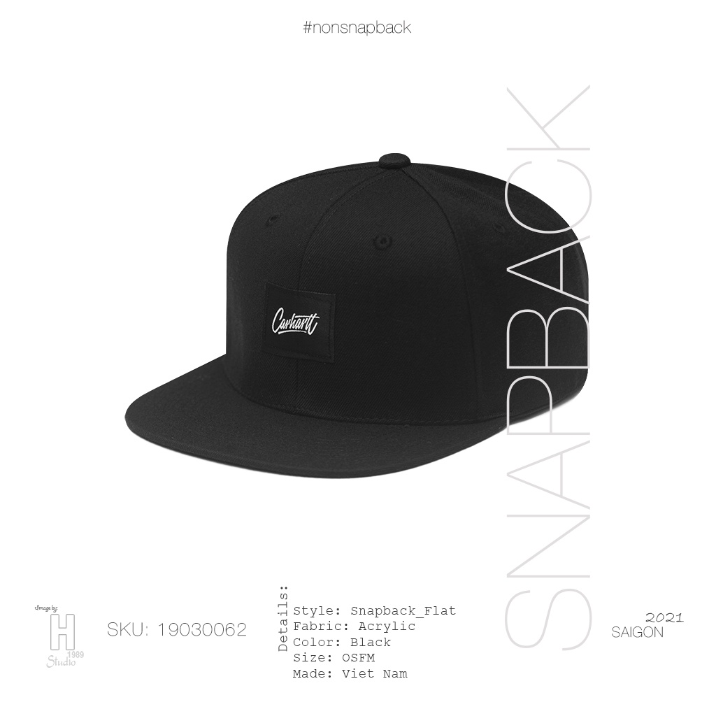 Mũ snapback thời trang nam màu đen cao cấp logo Carhartt hàng chất lượng tiêu chuẩn xuất khẩu khóa gài bấm free size