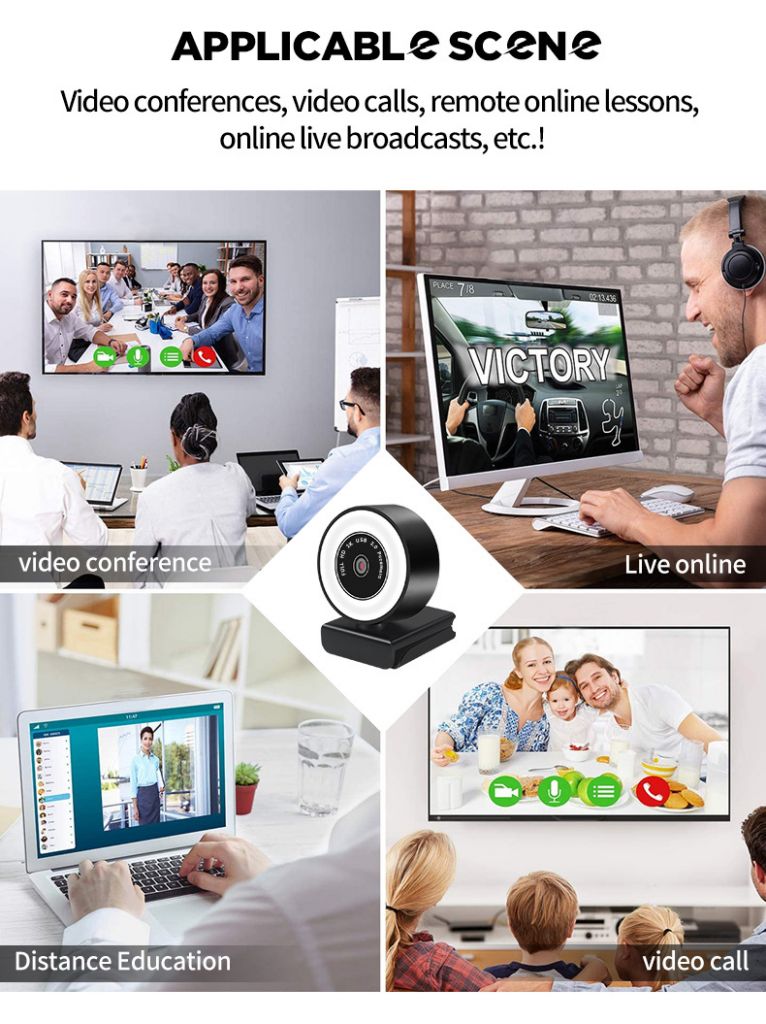 Webcam Máy Tính 1080p 2k Tự Động Lấy Nét Có Đèn Led Kèm Micro Cho Youtube Liv | BigBuy360 - bigbuy360.vn