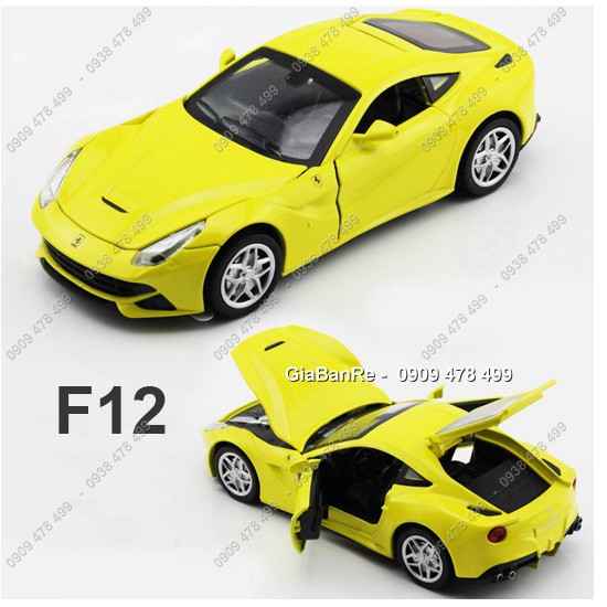 Xe Mô Hình Kim Loại Kiểu Dáng Ferrari F12 Tỉ Lệ 1:32 - Vàng - 9684v