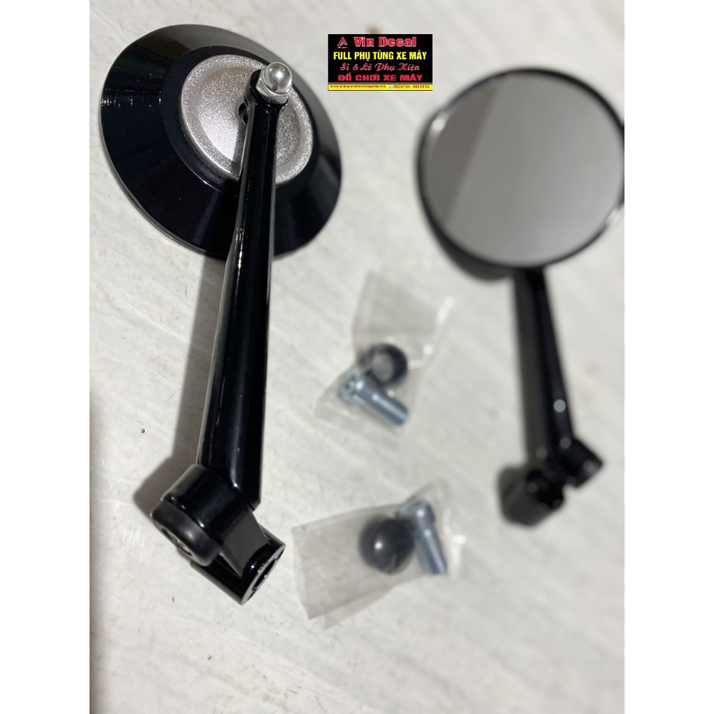 Gương Kính xe máy tròn xe máy giá 1 cái đen bạc - dochoixemay