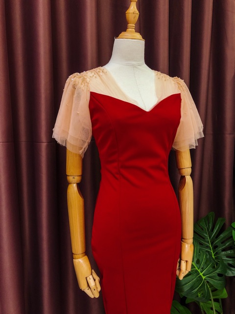 (SALE LỖ) Đầm body thiết kế tay lưới đính hạt Maci dress- đầm body dự tiệc sang chảnh hàng thiết kế | BigBuy360 - bigbuy360.vn