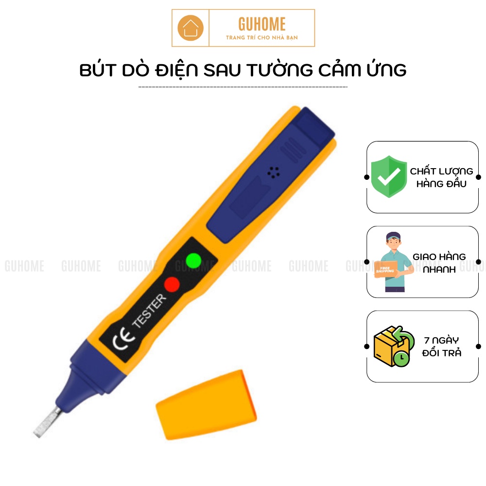 Bút Dò Điện Sau Tường Cảm Ứng - Phát Hiện Hở Điện - Đường Dây Đứt - Tặng 2 Pin Cúc Áo