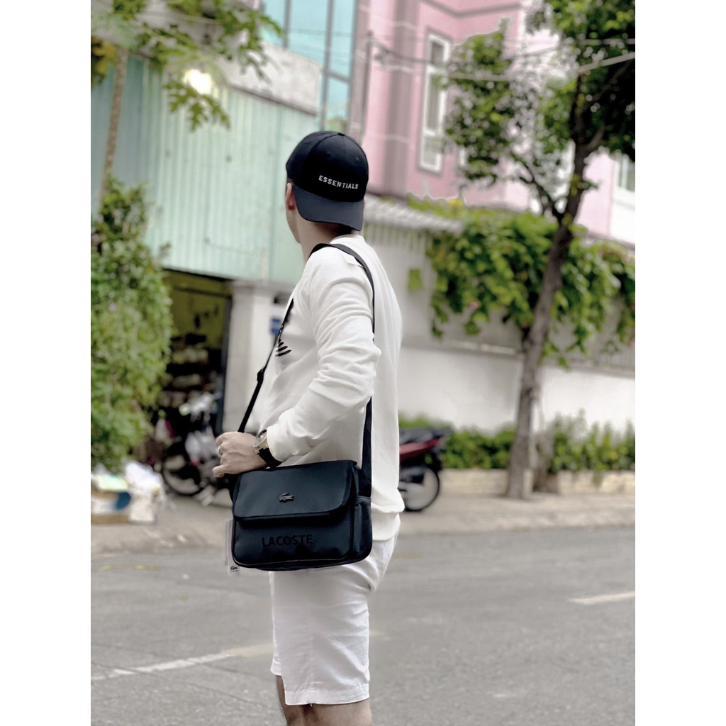 Túi đeo chéo nam crossbody messenger lacossste logo kim loại - Hàng xuất xịn [ HONGPHUC ]