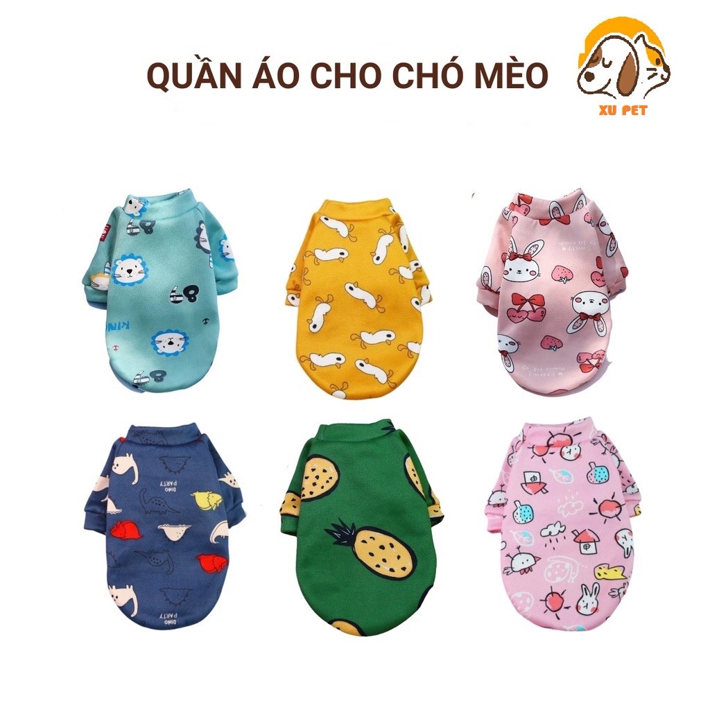 Áo Nỉ Họa Tiết Dễ Thương Siêu Đẹp Cho Chó Mèo Chất Mềm Mịn - Quần Áo Chó Mèo