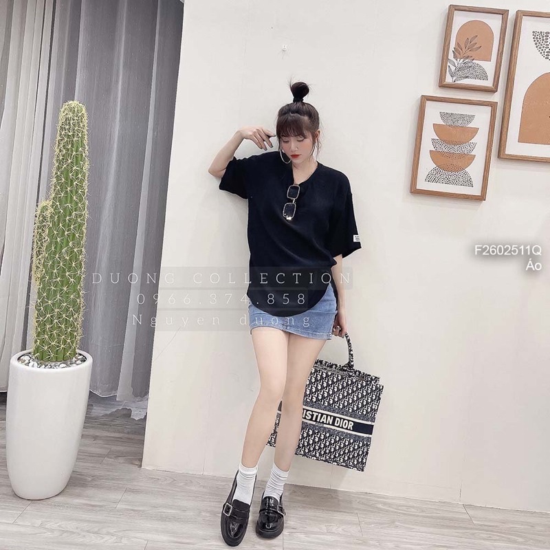 Áo kiểu cổ tròn form rộng tay ngắn a2602
