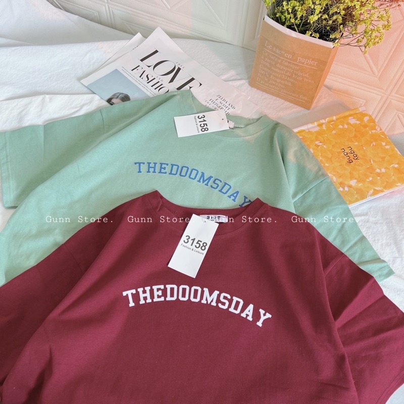Áo Thun 3158 In Chữ THEDOOMSDAY Form Rộng Chất Cotton Khô Loại 1, Thoáng Mát, Thấm Hút Mồ Hôi - GUNN
