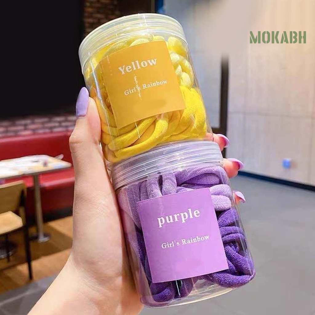 Hộp 50 Dây Cột Tóc Dày Dặn Siêu Co Giãn Chống Trượt Màu Sắc Tinh Khiết