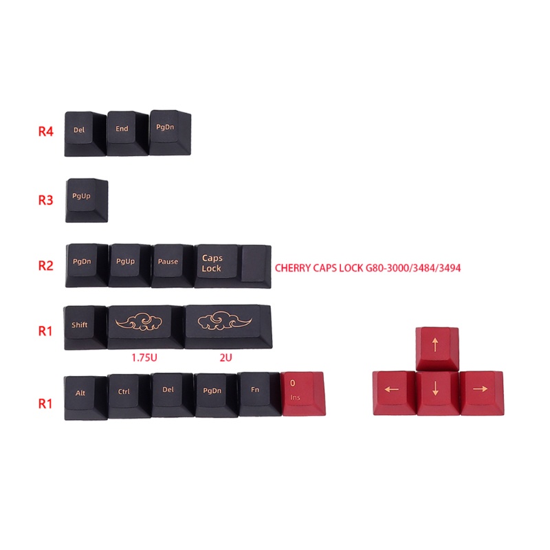 Bộ 129 Nút Bàn Phím Pbt Nhuộm Màu Đỏ Samurai Cá Tính Cho Cherry Mx Switch Tkl87 108