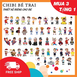 Chibi bé Trai Trang trí tiệc sinh nhật để bàn, Thiết kế riêng theo yêu cầu