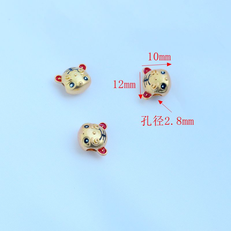 Hạt Xỏ Vòng Tay/Dây Chuyền/Vòng Cổ Màu Vàng 18k Mặt Hình Hổ Hoạt Hình diy