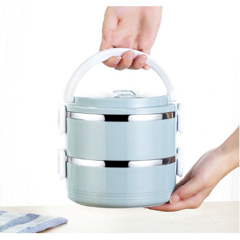 Hộp Cơm Giữ Nhiệt 2 Tầng Lúa Mạch, Lõi Inox An Toàn, Tiện Lợi_C036