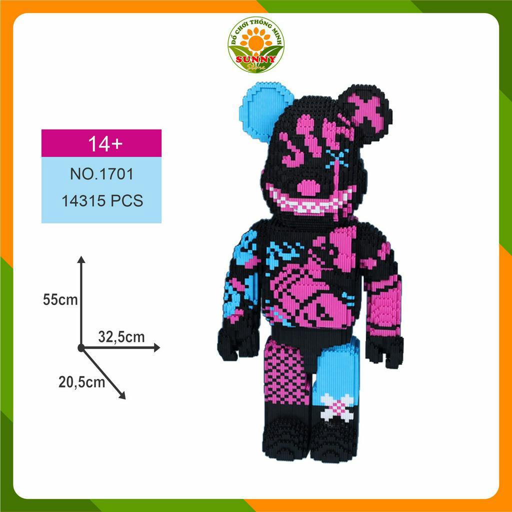 Đồ chơi lắp ghép Gấu Bearbrick bạo lực size lớn - Mô hình lắp ghép 3D Gấu Bearbrick - Cao 55cm - 14000+pcs - Sunny