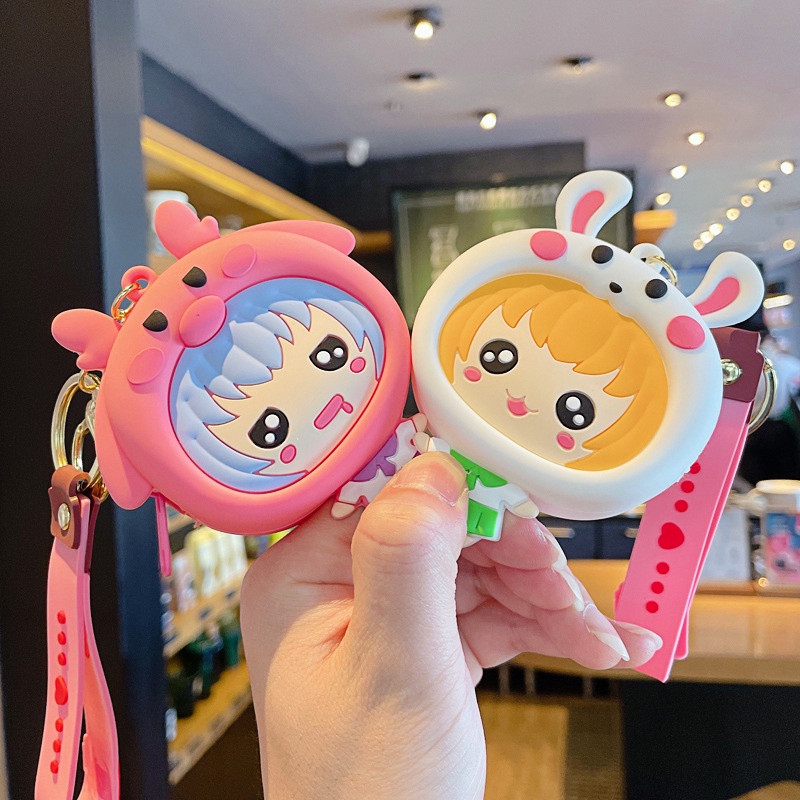 Hoạt Hình Túi Đựng Tiền Xu / Tai Nghe Bằng Silicon Hình Cô Gái Xinh Đẹp