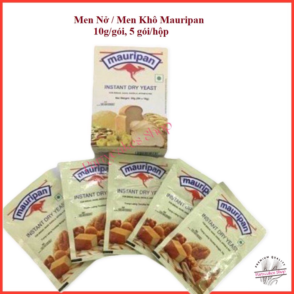 [Mã 2611TIEUDUNG100K giảm 8% đơn 500K] Men Nở, Men khô bánh mì Instant Mauripan 10g/ gói, 5 gói/ hộp