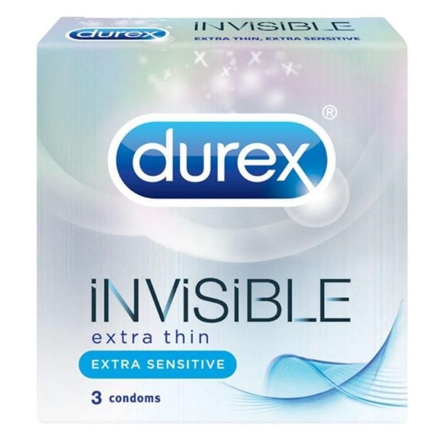 Bao Durex Invisible Extra Thin cực siêu mỏng ( hộp 3 chiếc)