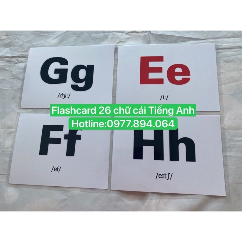 Fashcard 26 Chữ Cái Tiếng Anh kèm Phiên âm - Size A5 ép plastics bền đẹp