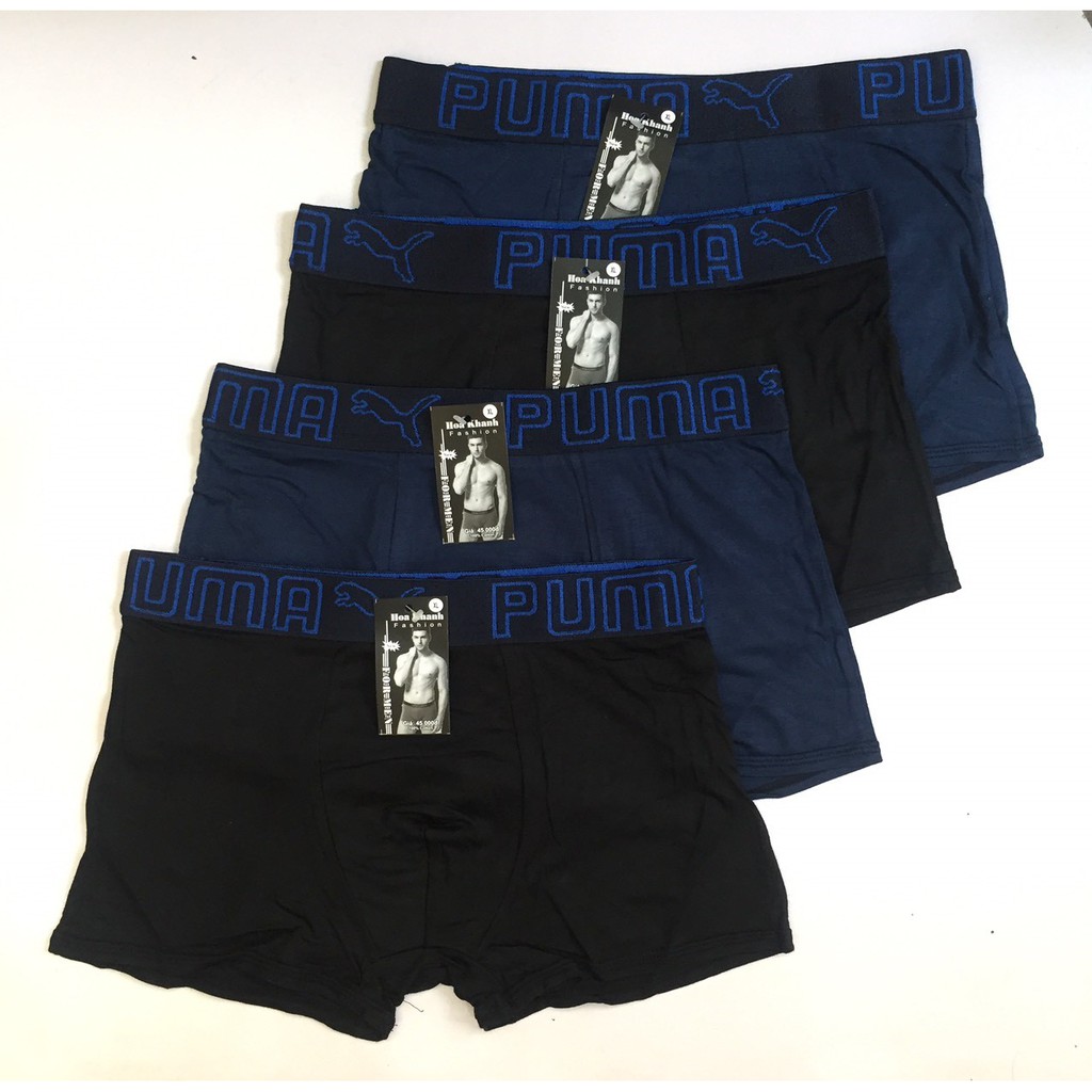 [Video,Ảnh thật] [Hàng Việt Nam] Combo 4 quần lót nam boxer cạp chữ PUMA  chất thun cotton co giãn 2