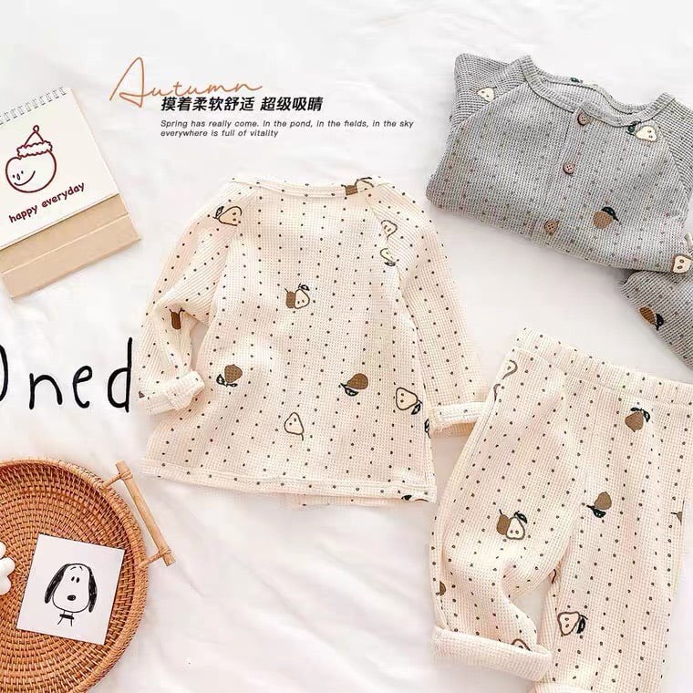 Bộ Thu Đông Dài Tay Cho Bé Trai Và Bé Gái In Hình Hoa Quả Từ 8 Đến 28 Kg PEAR  Ken Store