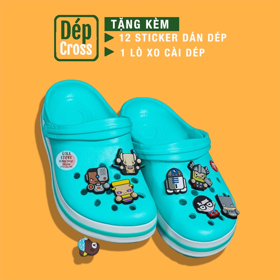 Giày dép Cross đế bánh mì màu xanh dương viền trắng DEPCRBAND tặng thêm 12 sticker cross