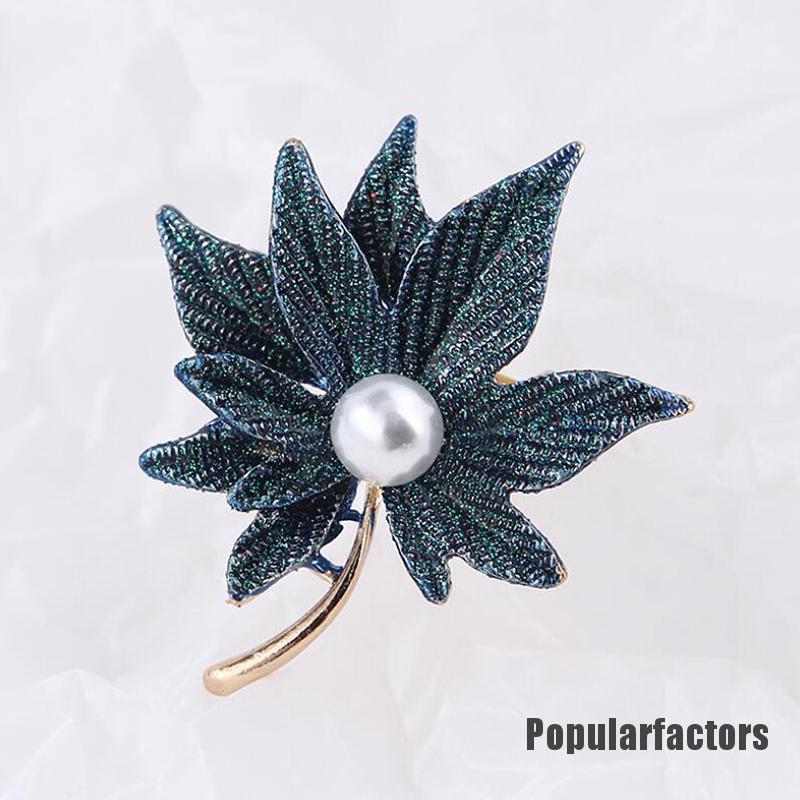 Bông Tai Hình Chiếc Lá Đính Ngọc Trai Nhân Tạo Thời Trang