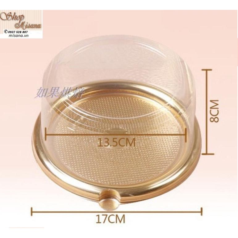 Bộ 10 hộp nhựa tròn đế vàng A1680 kích thước 16x16x8cm