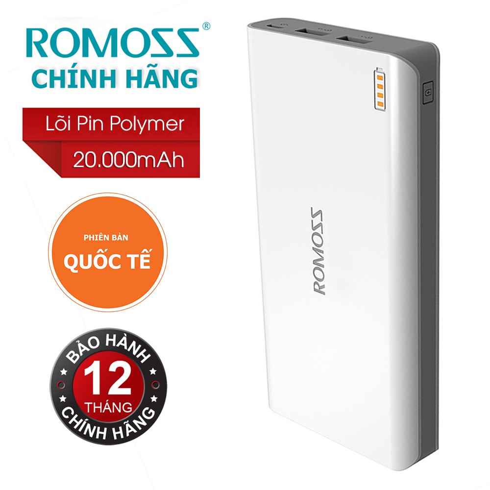 Pin sạc dự phòng ROMOSS Polymos 20000mAh (Trắng)