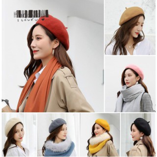 Cao cấp Thời trang Mũ nồi len màu trơn giữ ấm cho nữ 6 Màu cao cấp